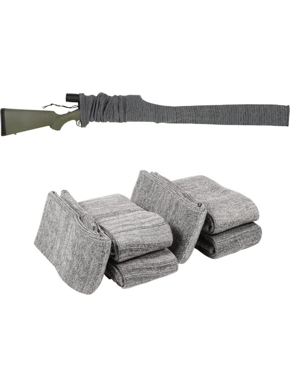 Knit Gun Sock for Rifles & Shotguns - Anti-Rust, Silicone-Treated, 52" Gray - 3